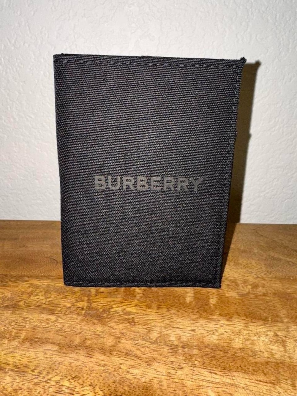 Burberry Black Canvas Travel Wallet with Debossed Logo